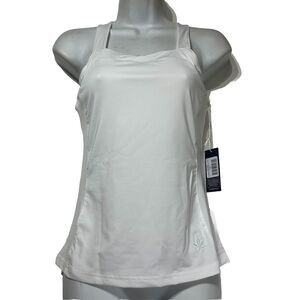 BOAST Court Women's White Embroidered Racerback Tennis Tank Top Size XS